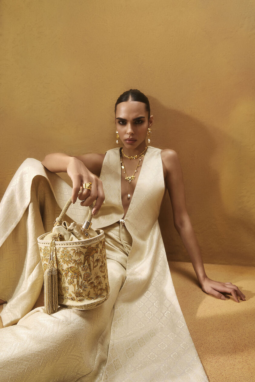 Pichhwai Bucket Bag - Canary Gold, Gold, image 2